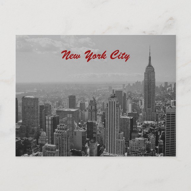 Carte postale de script New York noir et blanc (Devant)
