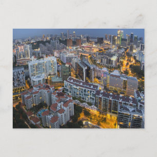 Carte postale de Singapour à l'heure bleue