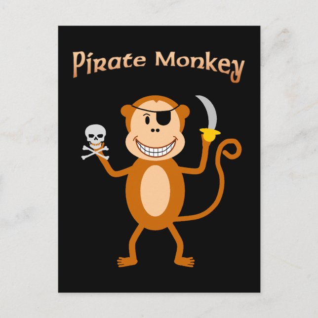 Carte postale de singe de pirate (Devant)