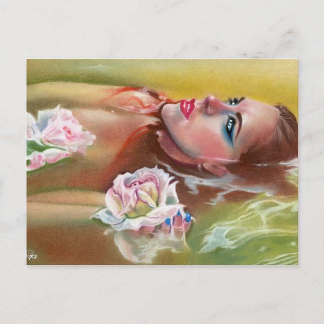 Carte postale de sirène de beauté rose (Devant)