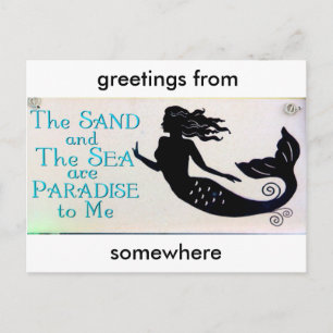 carte postale de sirène de sable et de mer