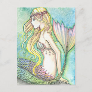 Carte postale de sirène Queue arc-en-ciel par Moll