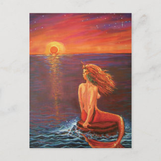 Carte Postale De Sirène - 'Regarder Le Coucher De 