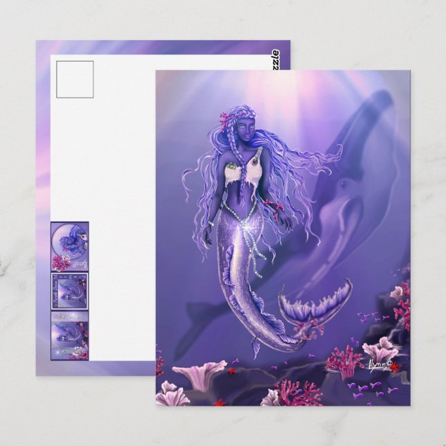 Carte postale de sirène violette (Devant / Derrière)