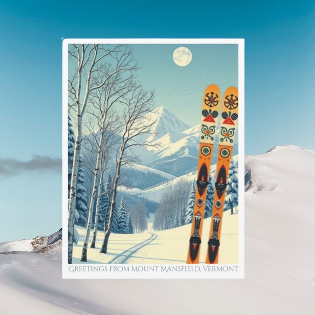 Carte postale de ski du mont Mansfield Vermont (Créateur téléchargé)
