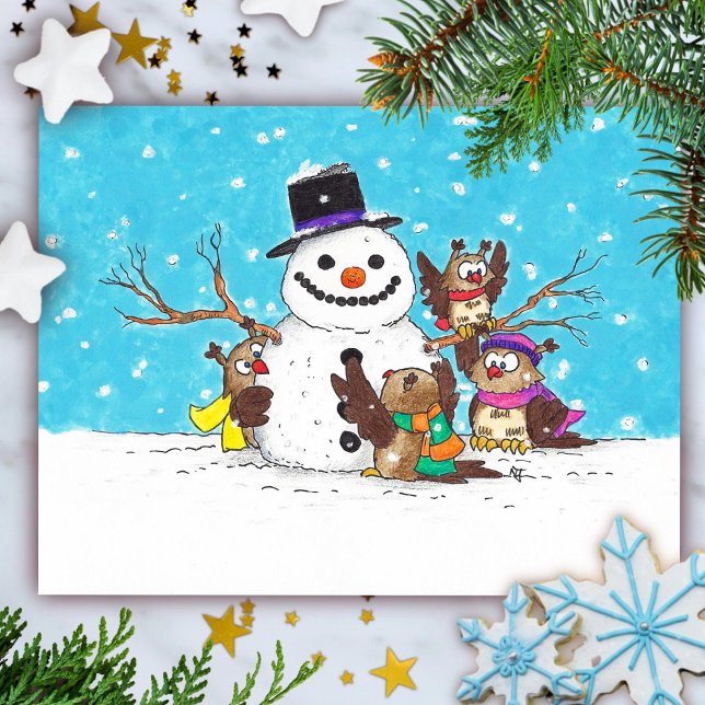 Carte postale de Snowman Owls (Créateur téléchargé)