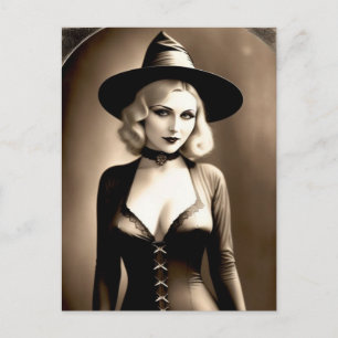 Carte postale de sorcière blonde Halloween ensorce