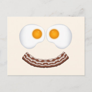 Carte postale de sourire aux œufs et au bacon
