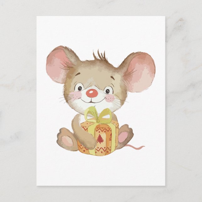 Carte postale de souris de Noël mignonne (Devant)