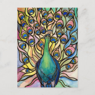 Carte postale de style Tiffany Peacock