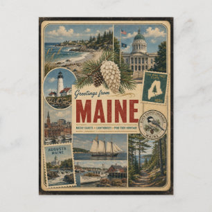 Carte postale de style vintage authentique du Main