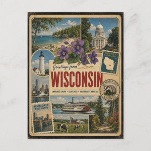 Carte postale de style vintage authentique du Wisc