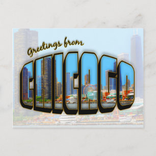 Carte postale de style vintage Chicago Cityscape