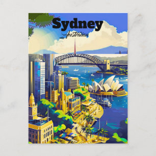 Carte postale de Sydney, carte de ville dessinée à