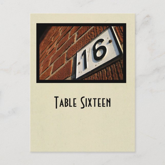 carte postale de table du numéro 16 (Devant)