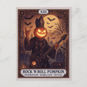 Carte postale de tarot Halloween Citrouille Rock '