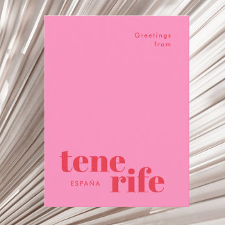 Carte postale de Tenerife Espagne typographie mode
