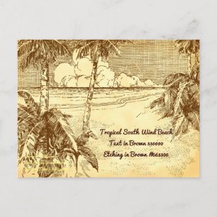 Carte postale de test Vintage Etching de plage Tro