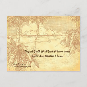 Carte postale de test Vintage Etching de plage Tro