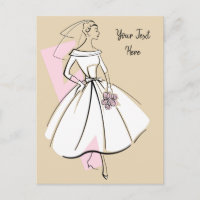 Carte postale de texte neutre pour mariée de mode