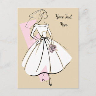 Carte postale de texte neutre pour mariée de mode