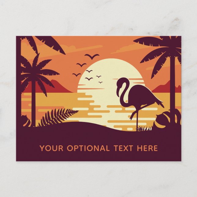 Carte postale de texte personnalisé Flamant rose t (Devant)