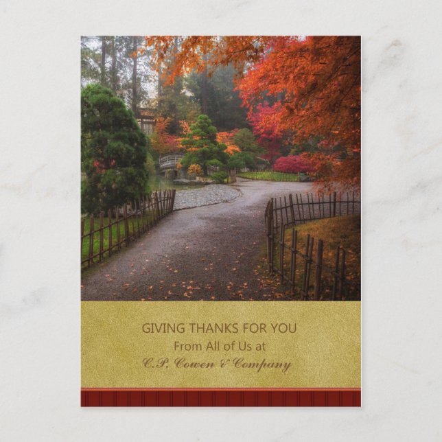 Carte postale de Thanksgiving - Chemin d'automne (Devant)