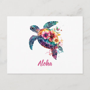 Carte postale de tortue marine Aloha – Plage d'île