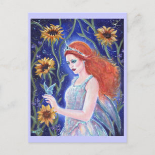Carte postale de tournesol de fée par Renee L.Lavo
