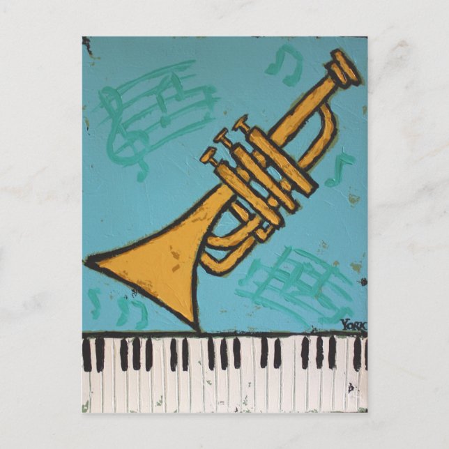 carte postale de trompette et de musical de piano (Devant)