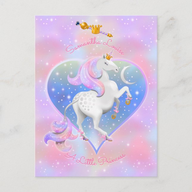 Carte postale de Unicorn Princesse rose personnali (Devant)