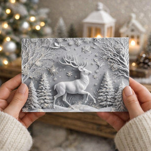 Carte postale de vacances de cerf d'hiver en relie
