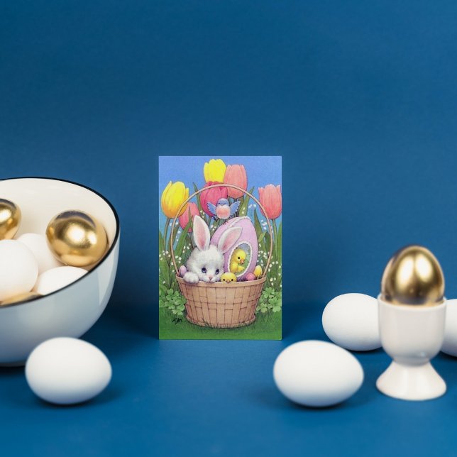 Carte postale de vacances de lapin de Pâques rétro (Créateur téléchargé)