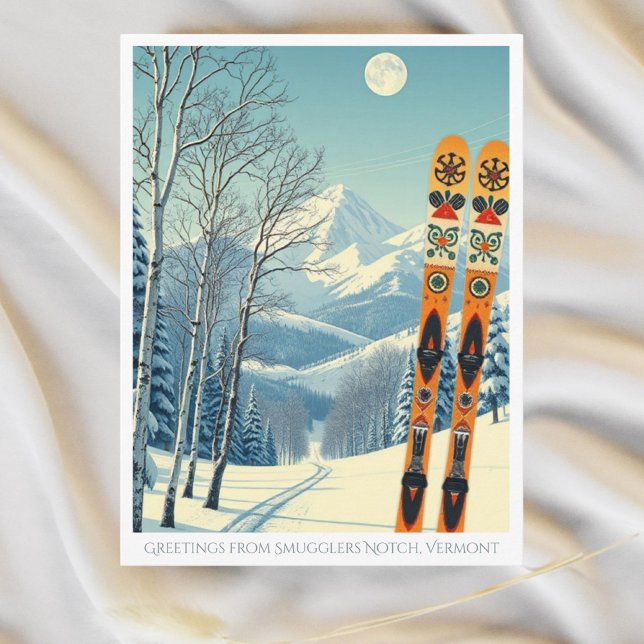 Carte postale de vacances de ski à Smugglers Notch (Créateur téléchargé)