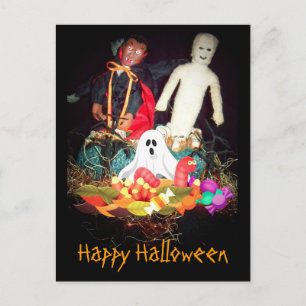 Carte postale de vacances d'Halloween de momie et