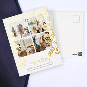 Carte Postale De Vacances En Aluminium 4 Photo Jolly Holiday Fleur nordique Noël