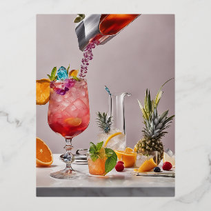 Carte Postale De Vacances En Aluminium Afficher un cocktail fascinant