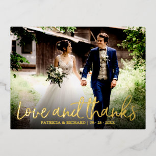Carte Postale De Vacances En Aluminium Amour Et Merci Photo Mariage Merci Foil