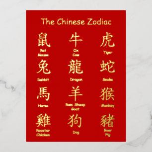 Carte Postale De Vacances En Aluminium Apprendre à lire chinois Zodiac Animaux Nouvel An