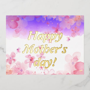 Carte Postale De Vacances En Aluminium Aquarcolor rose fleurs mère jour
