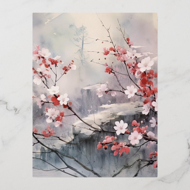 Carte Postale De Vacances En Aluminium Aquarelle Arrière - plan paysage japonais (Recto)