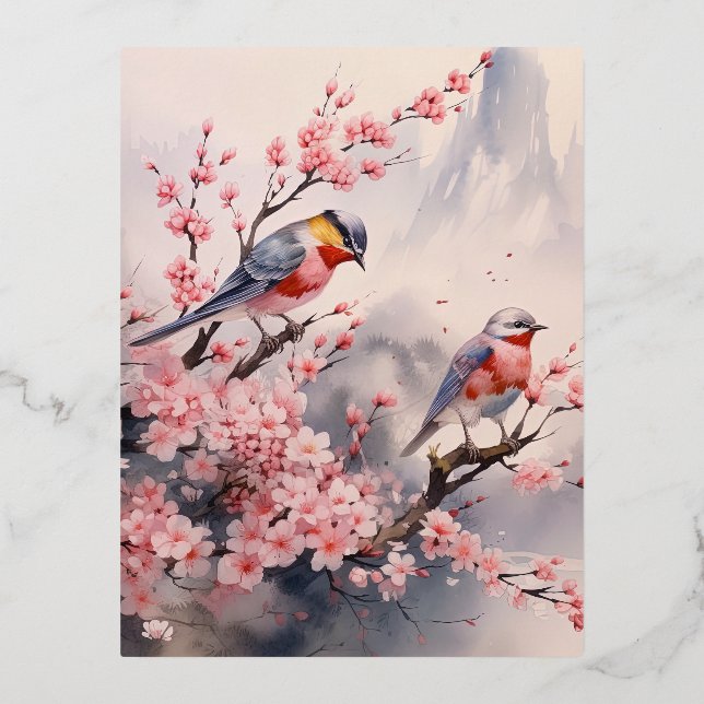 Carte Postale De Vacances En Aluminium Aquarelle paysage japonais arrière-plan (Recto)