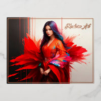 Asiatique fille kimono sang brillant mode abstrait