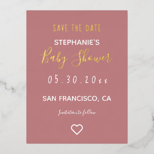 Carte Postale De Vacances En Aluminium Baby shower cardiaque Rose minimaliste moderne