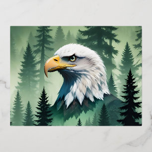 Carte Postale De Vacances En Aluminium Bald Eagle Faune Animal Nature Environnement Art