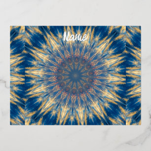 Carte Postale De Vacances En Aluminium Blue Chakra Kaleidoscope Thunder_Cove