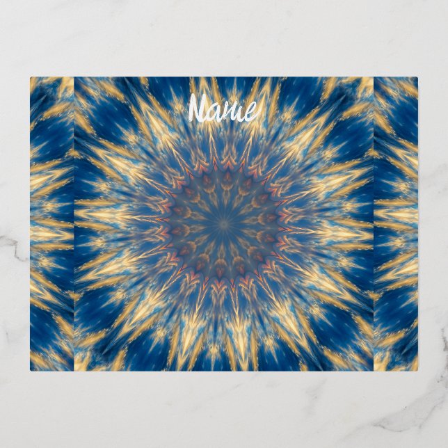 Carte Postale De Vacances En Aluminium Blue Chakra Kaleidoscope Thunder_Cove (Recto)