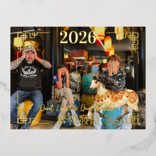 Carte Postale De Vacances En Aluminium Bonne année chinoise Photo de famille