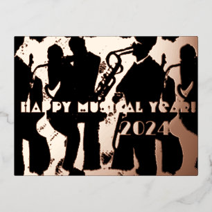 Carte Postale De Vacances En Aluminium Bonne année musicale 2024