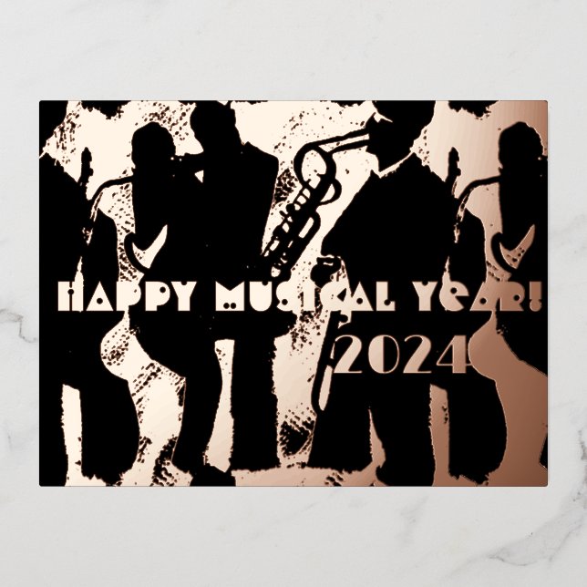 Carte Postale De Vacances En Aluminium Bonne année musicale 2024 (Recto)